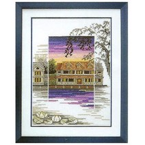 십자수도안-노을풍경4- 연꽃연못(오투)