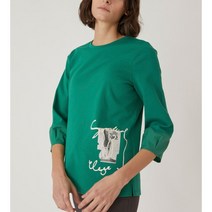 올리비아로렌 / 프린트포인트 티셔츠 VVCALYM3171 / 애플아울렛 ( 그린 네이비 )