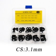 고무오링 니트릴 고무 두께 1.5/1.8/1.9/2.4/2.65/3.1mm 링 NBR O 씰 씰링 O-링 와셔 오링 세트 구색 키트, [05] BNB50-3.1