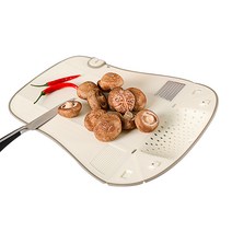다기능 도마 도마 플러스 패널 곰팡이 방지 도마 6-in-1 접이식 세척 야채 물 배수 자동 연삭 비트 도마는 야외 피크닉 도마 절단 과일 보드를 연마 할 수 있습니다, 파랑색