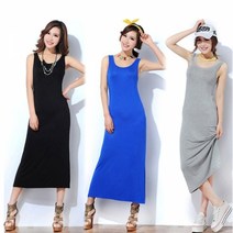 민소매 데일리 바캉스 비치 롱원피스 기본 드레스 ()