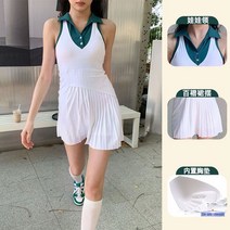 테니스원피스 민소매 트레이닝 카라넥 플리츠 배드민턴 스포츠