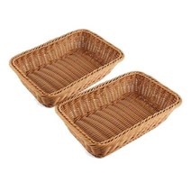 다 들어가는 장 바구니 LUDA 2 Pcs 직사각형 바구니 테이블 또는 카운터 디스플레이 빵 과일 및 야채 시장, 1M, 01 Brown