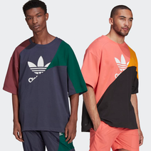 아디다스 빅로고 트레포일 컬러블럭 오버핏 반팔 티셔츠