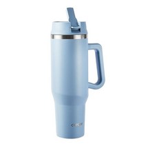 CAROTE 뚜껑과 빨대가 있는 단열 텀블러 스테인리스 스틸 단열 텀블러 단열 물병 1.2L(40온스) 블루, Blue