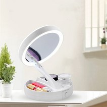 LED화장거울 LED 조명 화장 탁상 거울 접이식 led 돋보기 메이크업 costway 흰색 대 품 usb 충전 또는 배터리 빛 10x 테이블, 하얀