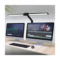 홈 사무용 VSATEN LED 데스크 램프 조명 센서 기능있는 24W 더블 헤드 아키텍트 클램프 5가지 색상 모드 밝기 레벨 모니터 스튜디오 판독용 보안 라이트바.