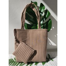 미니 에코백 무지 누빔 토트백(이니셜각인 파우치서비스) 윤화감성