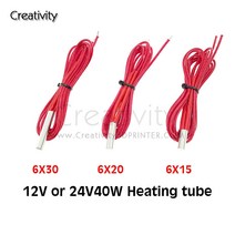 돼지꼬리히터 1PC 1M 12V24V 30W40W 세라믹 카트리지 히터 CR10 Ender3 J헤드 핫 엔드 압출기 3D 프린터 부, 02 24V_03 1PC  6x20 30W