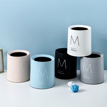 탁상용 미니 원형 휴지통 1.5L, 블랙, 사슴 일러스트, 1개