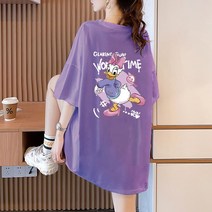 손드르 도널드 도안 빅 사이즈 반팔티 여성 여름 오버핏 반팔 티셔츠 (M-5XL)