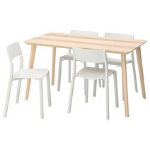 LISABO 리사보 / JANINGE 야닝에 테이블+의자4 - 물푸레무늬목/화이트 140x78 cm