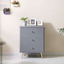 [아트랙] 모니카 3단 600 800 협탁 서랍장 수납장 골드다리 3color, 3단 600서랍장(그레이)