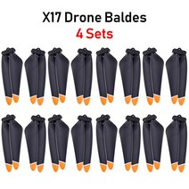 JJRC X17 드론 프로펠러 배터리 X17-04 RC Qaudcopter 예비 부품 블레이드 세트 교체 액세서리, [09] 3Sets Orange Blades