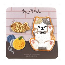 강아지 고양이 댕댕이 자수 데코 스티커 얼룩고양이, 단품, 단품