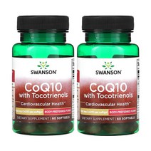스완슨 CoQ10 코엔자임Q10 코큐텐 100mg & 토코트리에놀 60소프트젤, 60정, 2개, 60개