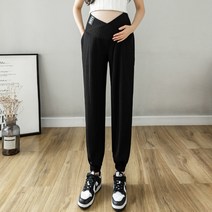 임산부 바지 여름 낮은 허리 통굽에 얇은 아이스 캐주얼 조거 팬츠키가 작은 사람은 임신 초기 아홉 살이다.