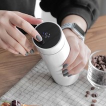 온도확인 표시 온도계 텀블러 뜨거운물 심플 보온병, 상품선택, LED텀블러_블랙