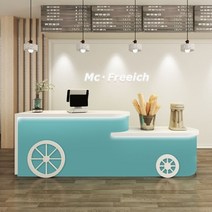 인포데스크 카운터계산대 키즈 학원 테이블 계산대테이블 카운터 데스크 포스기 조립식 36, 100x60x100cm, 레이크블루 등포함