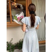 하늘색 꽃무늬 원피스 다낭 발리 동남아여행옷