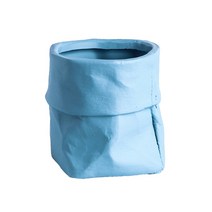 수제토분 블루베리 마늘 대형 화분 오리지널 빈티지 크래프트 종이 가방 모양 세라믹 꽃, 10.5x10.5x10.8cm, 레이크 블루