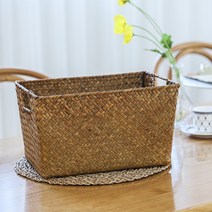 [리빙랩스] 라탄 해초 사각 손잡이 바스켓 dark M, 단품, 1개