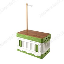 Vkkn 캠핑 폴딩박스 캠핑폴딩박스테이블 캠핑폴딩박스 폴딩박스 캠핑박스 폴딩박스 캠핑테이블 테네시우드테이블 캠핑테이블박스, 이중목덮개+등걸이 65L, 녹백색