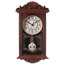 Clockswise 빈티지 할아버지 나무처럼 보이는 플라스틱 진자 장식 배터리 작동 벽시계 브라운 사무실 홈 데코 거실 주방 또는 식당용 화이트 416439, Brown