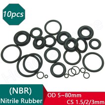 고무오링 니트릴 고무 씰 와셔 10 개 CS 1.5/2/3mm 검정색 NBR O-링 OD 5 80mm 내열성 100, [48] 80 x 74 x 3mm, [01] 10pcs