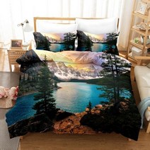 라클라우드침대 스노우 마운틴 풍경 침구 세트 호수 침대 이불 커버 홈 데코 트윈 싱글 퀸 킹 사이즈 패션 트리 스카이 클라우드, [12] AU Single140x210cm, [11] 8