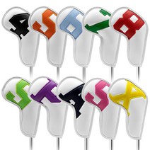 아이언커버 세트 빅넘버 화이트 블랙 10p, 아이언커버 세트 빅넘버 화이트 컬러 레인보우 10p