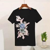 멜빵바지 청멜빵 신제품 여성 데님 바지 원피스/세트 구슬 자수 반팔 + 작은 피트 구멍 투피스 2023 여름