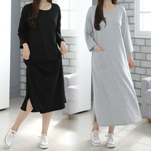 1+1 면스판 롱 원피스 2종세트 여성용