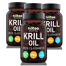 이탈리아 나투 NATOO 크릴오일 1000mg 오메가 3 아스타잔틴 60캡슐, 4팩