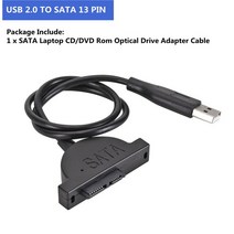 외장cd롬 외장 odd dvd cd 롬 리더기GRWIBEOU-USB 2.0 미니 Sata II 7 + 6 13 핀 어댑터 노트북 CD/DVD RO, 01 Black