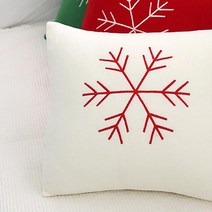 크리스마스 눈꽃 자수 쿠션커버 40x40cm화이트 레드 그린