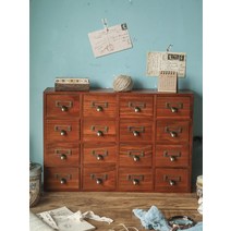 약장 미니 우드 작은소품 보관함 엔틱 소형 캐비닛 서랍, 6단 블루