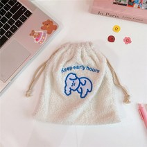 복조리 파우치 어린이집 복주머니 생리대 스트랩 스트링 미니 여성용 귀여운 곰 캔버스 화장품 가방 수납