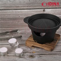 무쇠 미니 화로세트 ( 상판 하판 모두 무쇠주물), 내경 16cm, 미니 고체연료 35개입