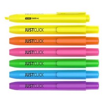 모리스 노크식 JUSTCLICK 형광펜M2 원터치 형광펜(1타12자루)색상선택, 1개, 주황색