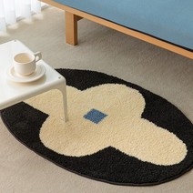 리틀띵스 리빙러그 (원형) flower-black (원형)