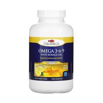 오슬로메가 보라지 오일 함유 노르웨이 오메가 3 6 9 레몬 맛 180정 EPA DHA GLA 감마 리놀랜산 리놀렌산 LA 리놀레산 어유 생선 기름 불포화지방산 보리지 효능, 1개, 기본