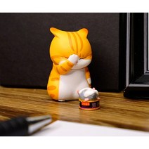 고양이미니어쳐 고양이홈데코 고양이피규어 미니어처 램토이 고뇌하는 작은 고양이 미니어쳐, 마우스, 옐로우