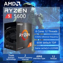 CPU AMD Ryzen 5 5600 R5 3.5 GHz 6 코어 12 스레드 CPU 프로세서 7NM L3 32M 100000000927 소켓 AM4 밀폐, 한개옵션0