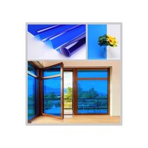 비닐 스테인드 글라스 필름 스티커 방폭 인테리어 PET 장식 멤브레인 변경 다채로운 투명 창, blue