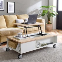 이홈데코 렉토 이동식 거실 리프트업 테이블 1200, 오크