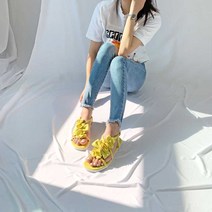 아이슈즈 플라워리본 라텍스 플랫샌들 1굽
