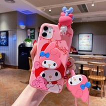 마이멜로디 시나모롤 산리오인형 애착인형 아이폰 호환 6 6s 7 8 X Xs Max XR 11 12 13 14 Pro SE 케이스 내 멜로디 헬로 키티 TPU 홀더 스트랩 밧줄, [05] For iPhone 8 Plus, [01] Case Holder Rope, [01] Case Holder Rope