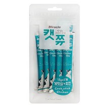 미라클 캣쮸 (13g X 5개) 6종 소고기 치킨 참치 도미 연어 고양이간식, 1개, 게맛살+치킨