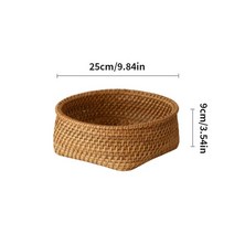 손으로 짠 라운드 등나무 과일 바구니 고리 버들 음식 트레이 짠 스토리지 랙 야채 바구니 고리 버들 피크닉 트레이, b2